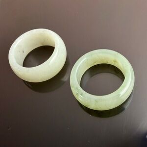 1 Natural icy Jade unique pattern band Ring US 8 Minimalist jewelry green /white